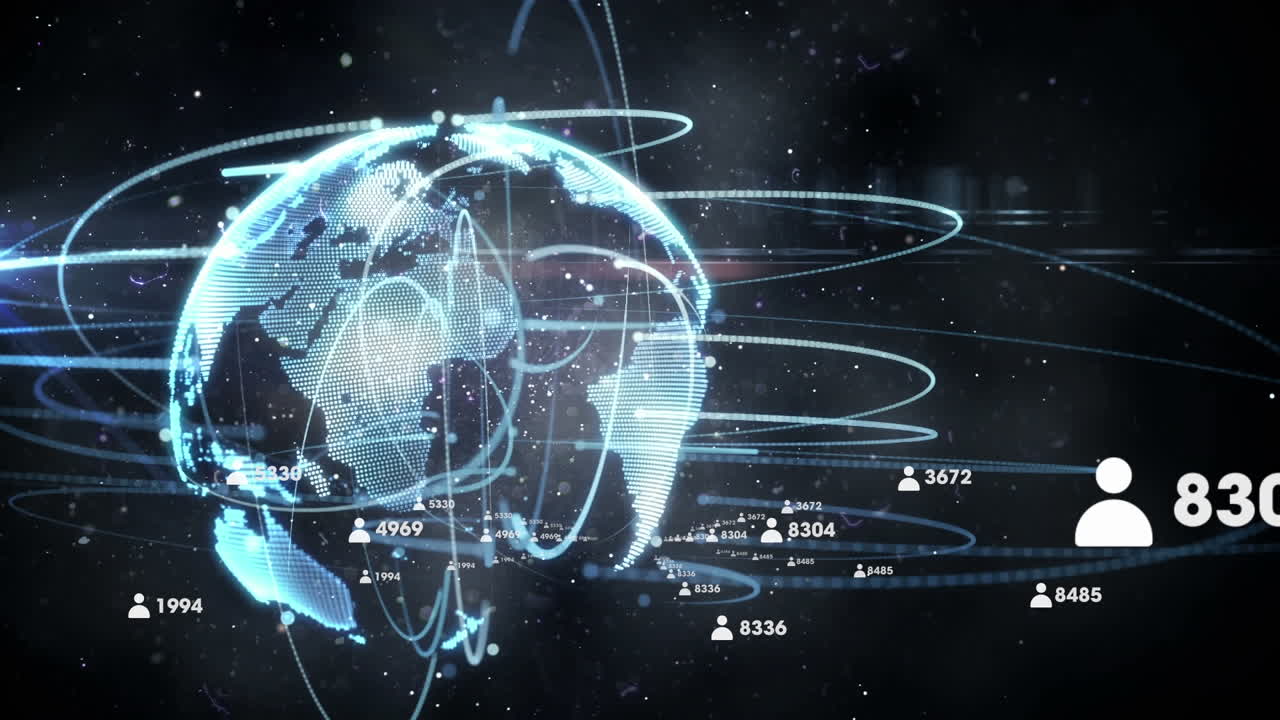 Animation of globe with networks of connections