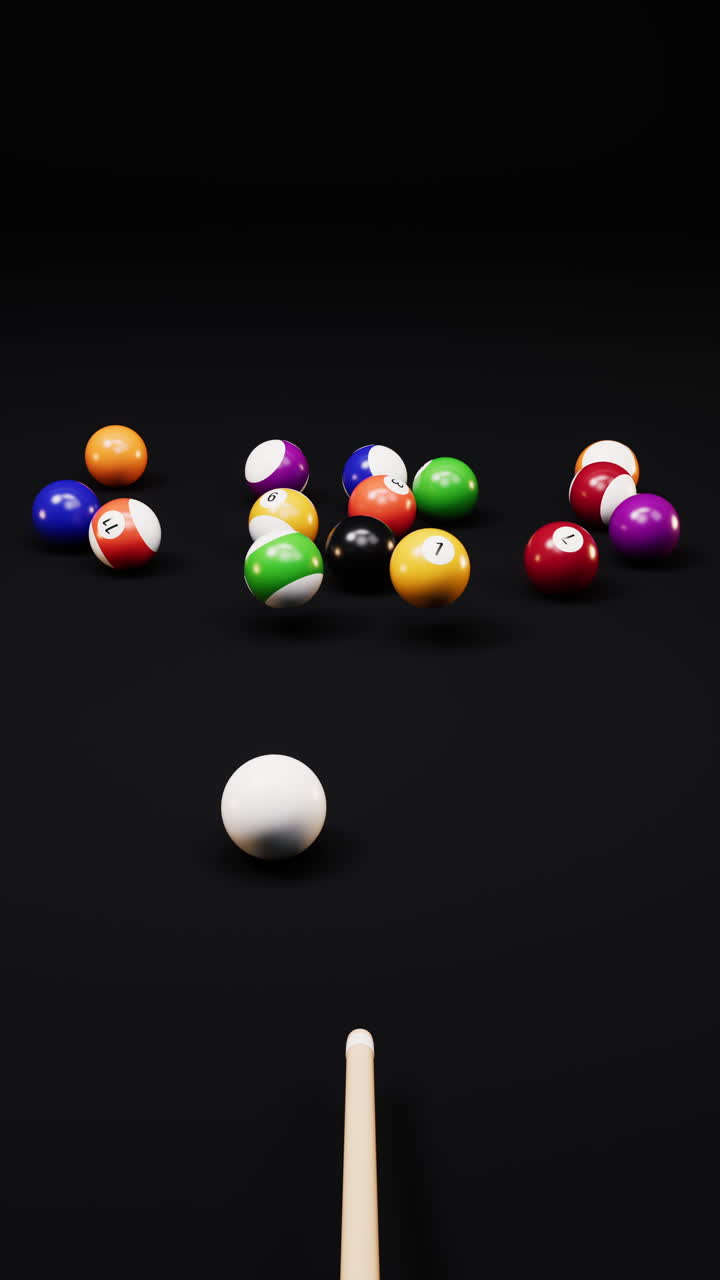 Colorful billiard balls with black background, 3d rendering