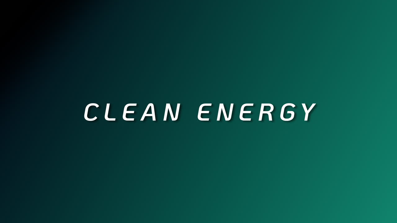 Dynamic motion graphic displaying clean energy concepts in a modern studio environment