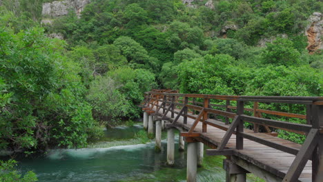 wooden bridge in the krka waterfalls