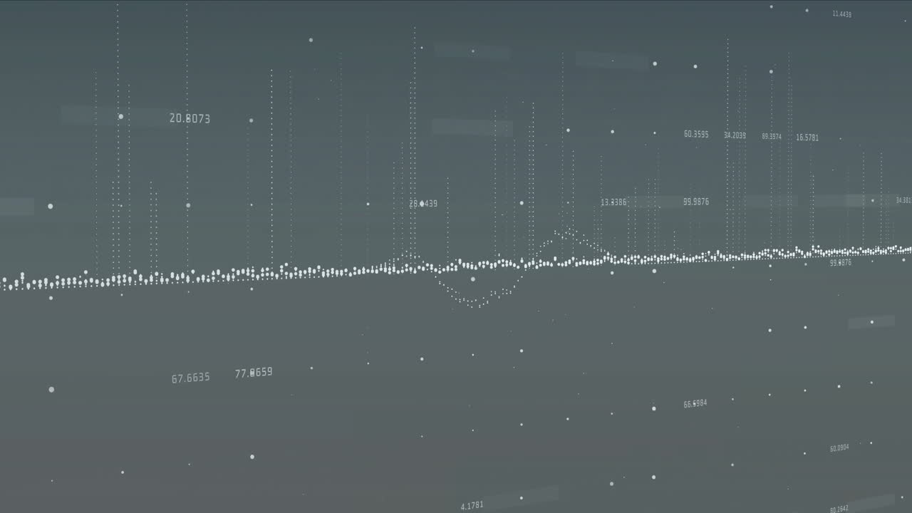 Animation of financial data processing over grey background