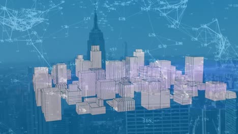animación de la red de conexiones sobre el paisaje urbano