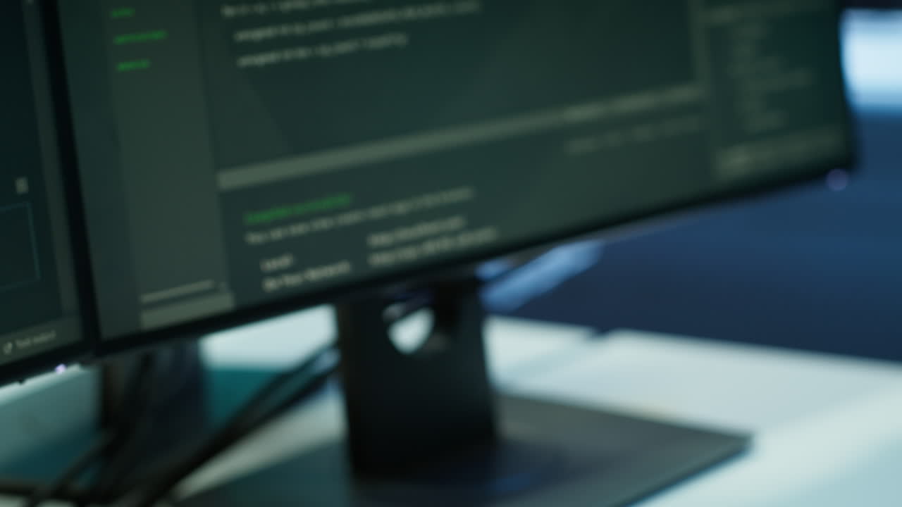 periféricos de computadora y pantallas en la granja de servidores