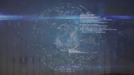 animación del procesamiento de datos sobre un fondo azul