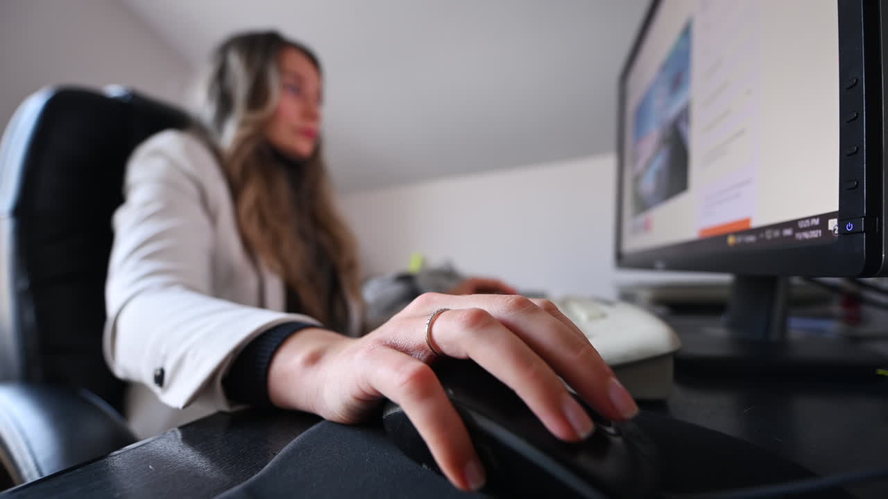 Woman working on computer at the office