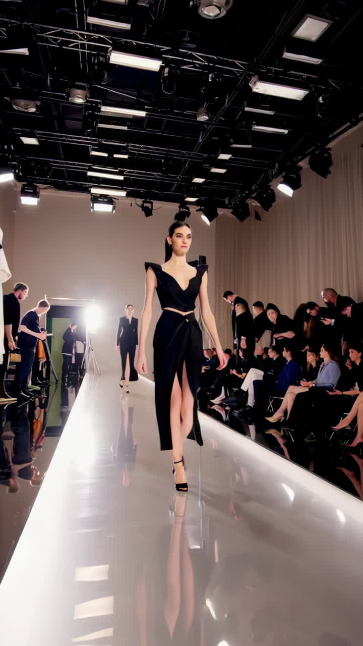 Modeshow med sorte kjoler