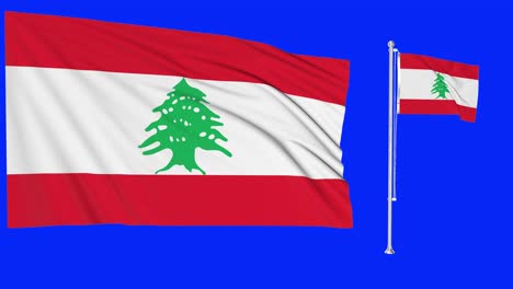 Green-Screen-Waving-Lebanon-Flag-or-flagpole