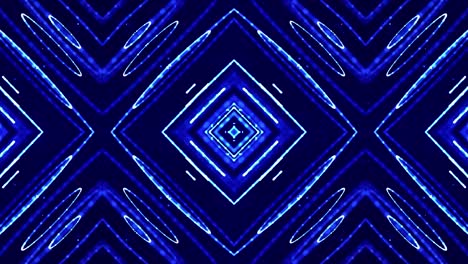 tema abstracto de microworld o nanotecnología. 4k bucle de ciencia ficción 3d fondo con efectos de luz. partículas azul brillante forman líneas, superficies, estructuras simétricas complejas como en el caleidoscopio.