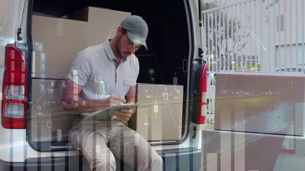 el repartidor comprueba los paquetes 4k