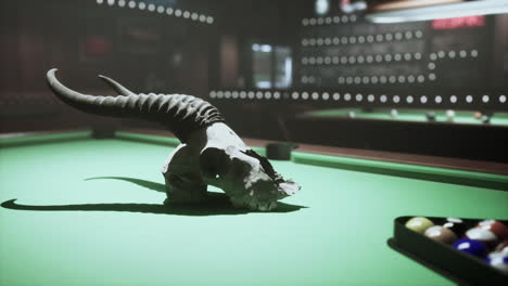 skull on a pool table