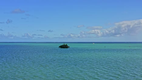 Aerial-View-of-Crystal-Rock-Islet-and-Indian-Ocean-by-Mauritius-Island,-Exotic-Travel-Destination-Concept