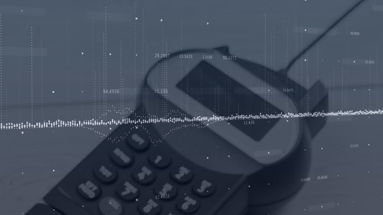 Animation of data processing over calculator