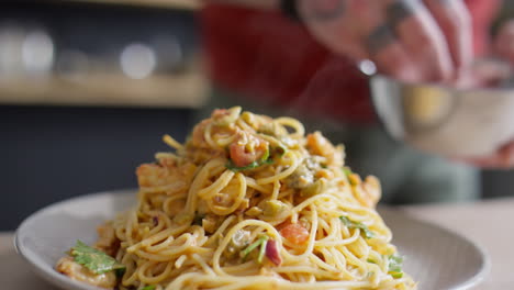 seasoning cooked pasta