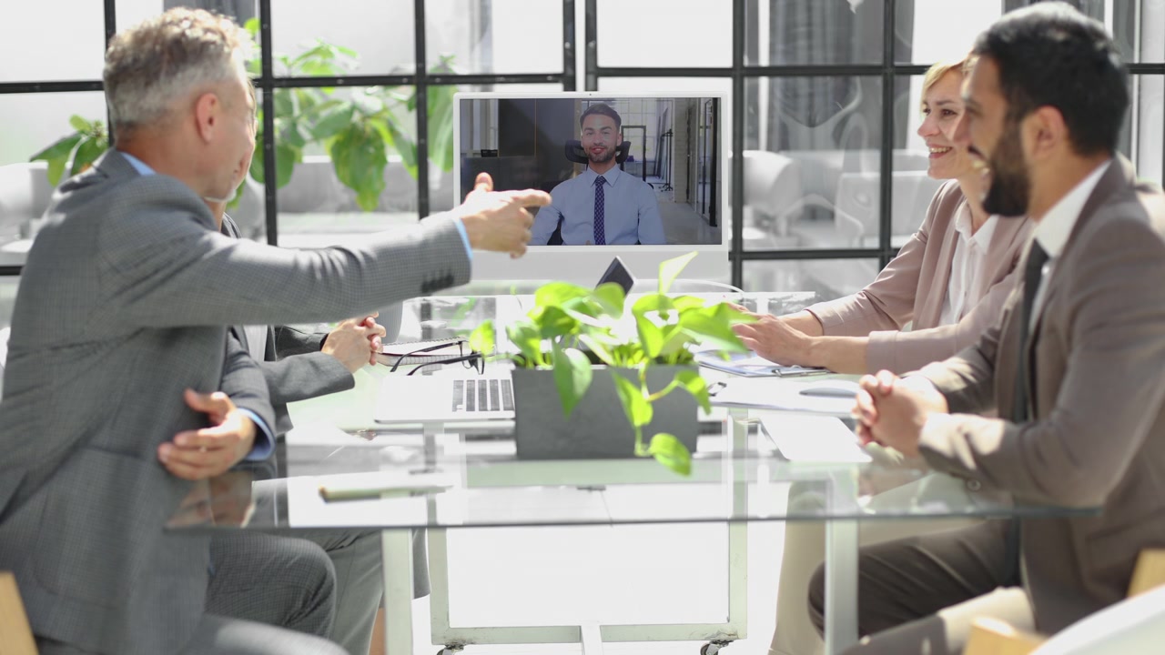 Business Team Participating in a Video Conference Call