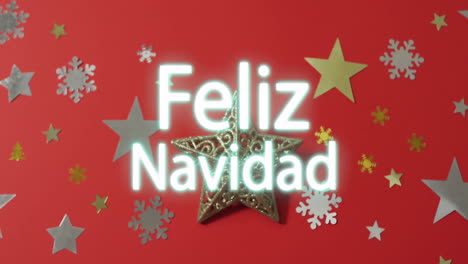 animation of feliz navidad text over christmas stars