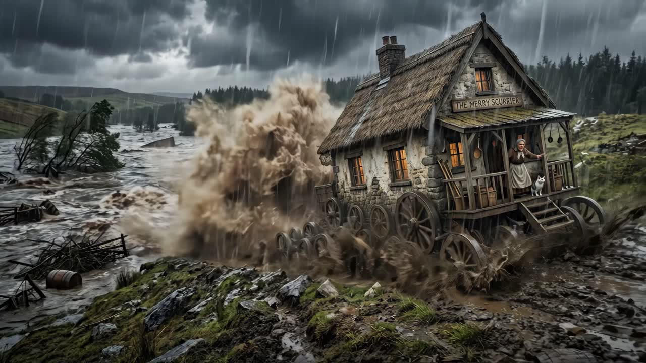 Rumah Fantasi Beroda Selamat dari Banjir Dahsyat di Tengah Hujan Lebat