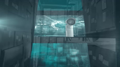 animación de diversos datos en pantallas sobre el almacén
