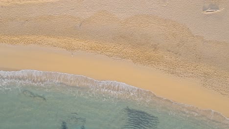 Beautiful-top-view-of-waves-rolling-onto-shore-at-Cala-Pregonda-Beach