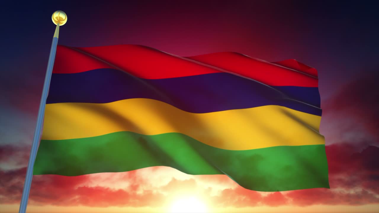 4k bandera muy detallada de mauricio en bucle