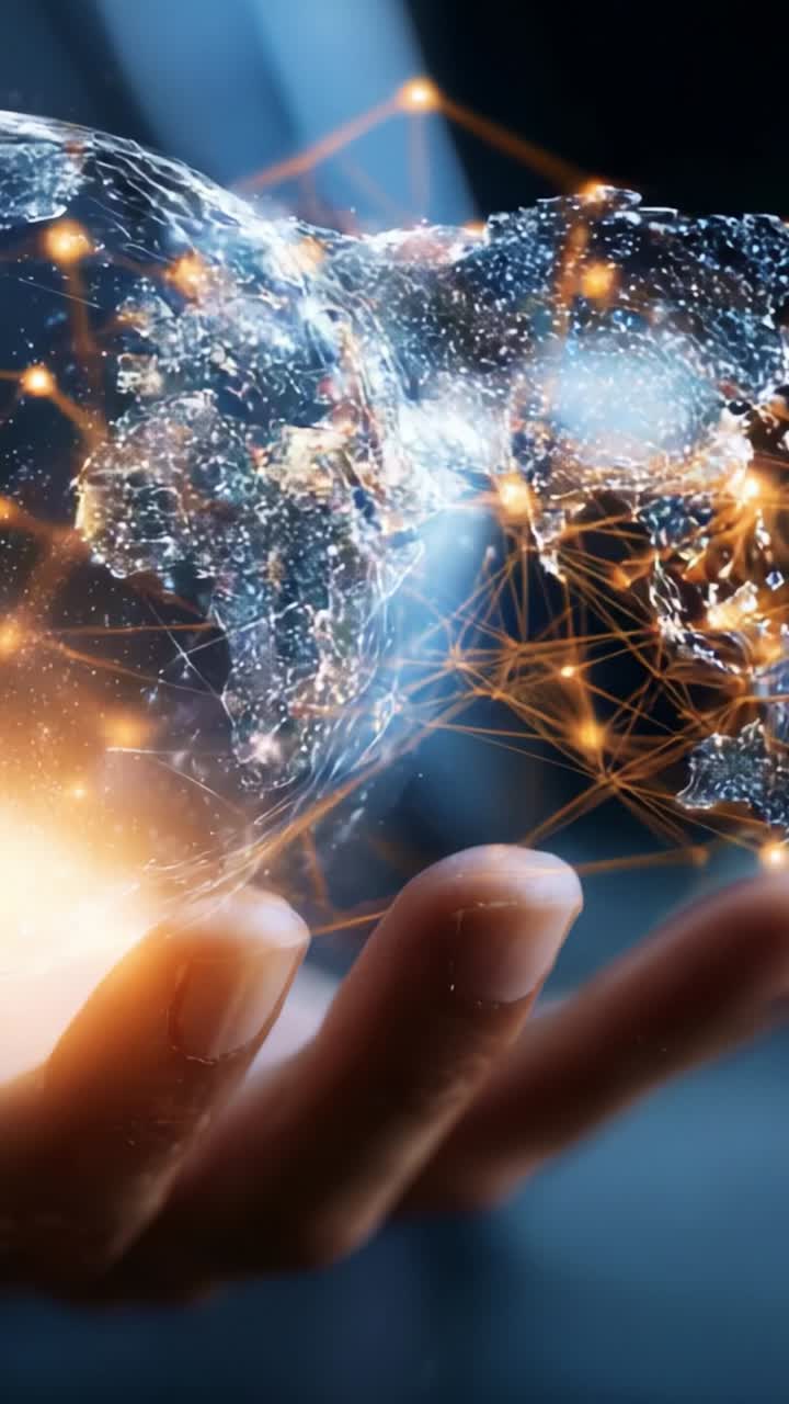 A Person's Hand Holding a Glowing, Digital Representation of the Earth, Representing Connectivity, Technology, and Global Interaction in a Modern World