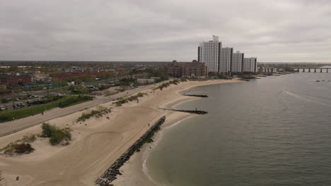 an aerial shot over the east rockaway inlet in ny