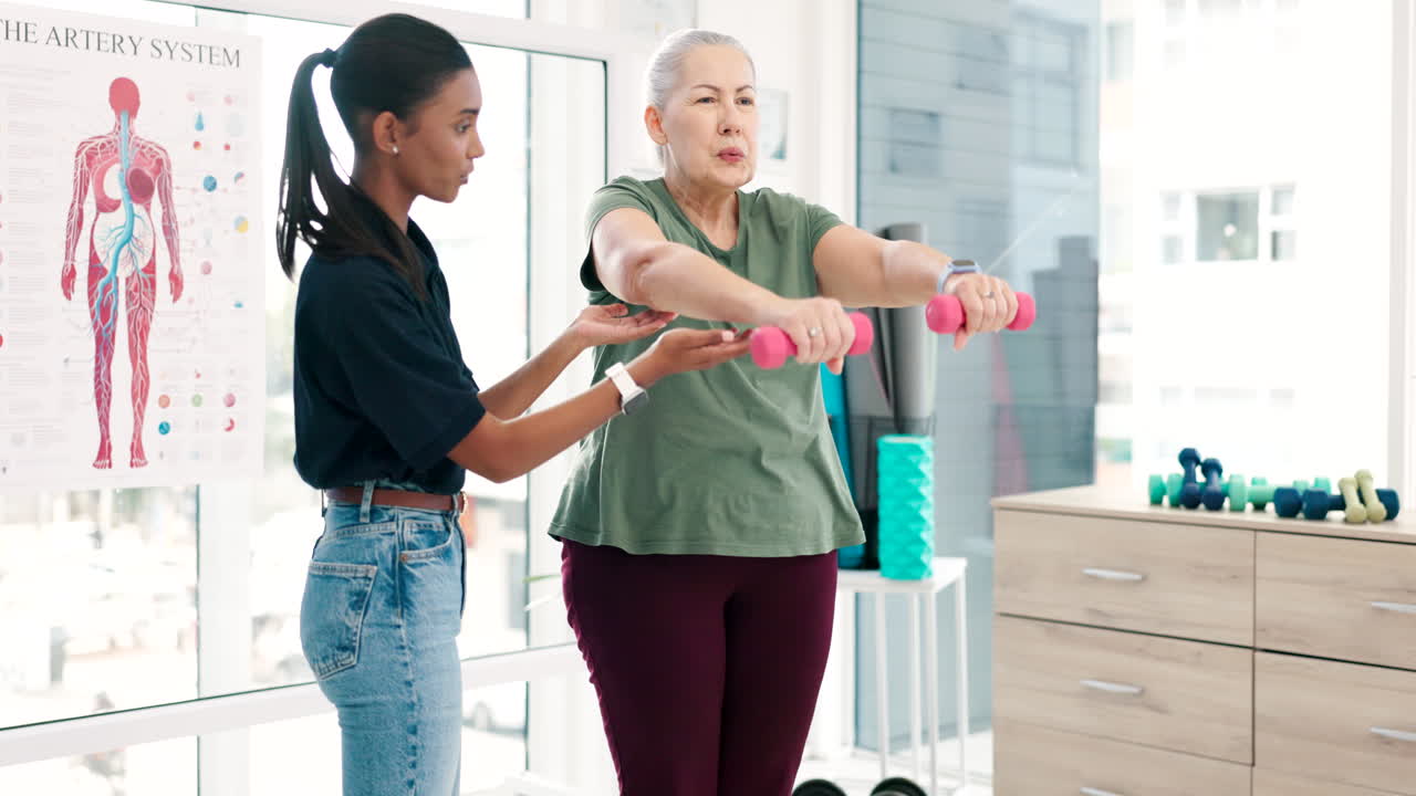 Senior woman, physiotherapist