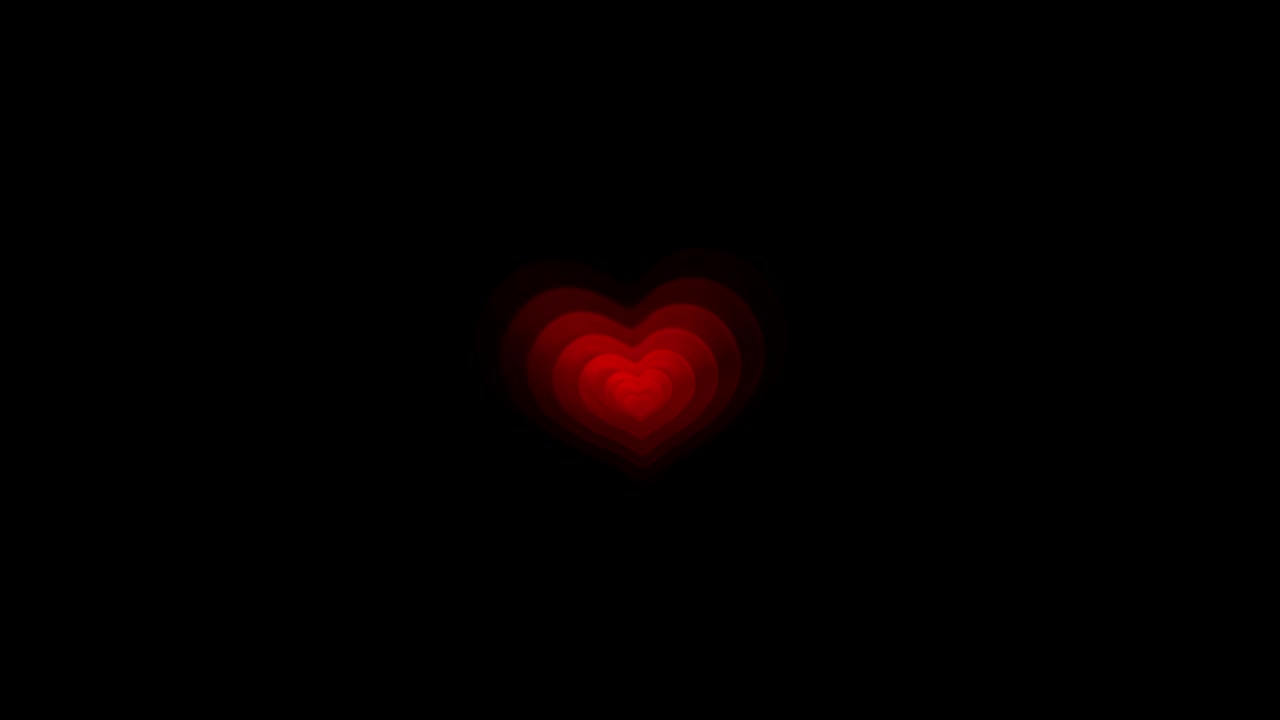 Grafica in movimento di cuori rossi con sfondo notturno