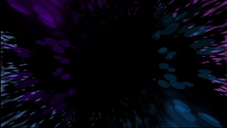 animation of glowing pink and blue light trial with copy space on black background