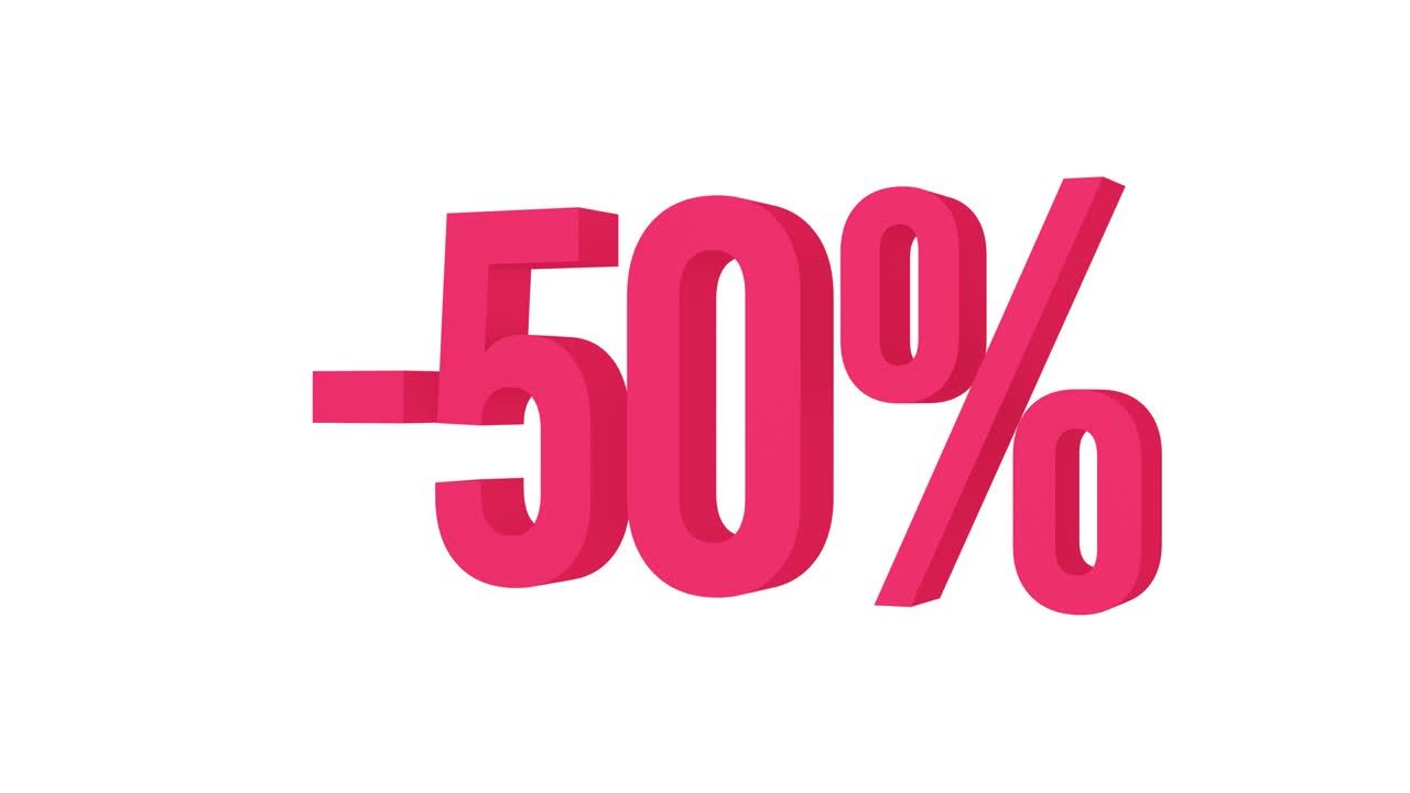 Animated text 50% discounts. Alpha channel
