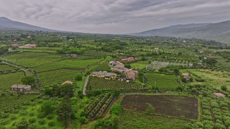 Sicily-Winery-Italy-Aerial-v1-flyover-and-around-Tenuta-delle-Terre-Nere-vineyards,-thriving-on-volcanic-soils-nestled-on-picturesque-northern-slopes-of-Mount-Etna---Shot-with-Mavic-3-Cine---June-2023