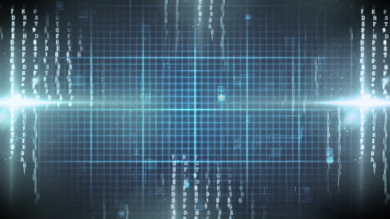 electrocardiograma digital contra un fondo de cuadrícula con partículas volando