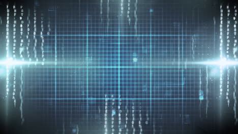 electrocardiograma digital contra un fondo de cuadrícula con partículas volando