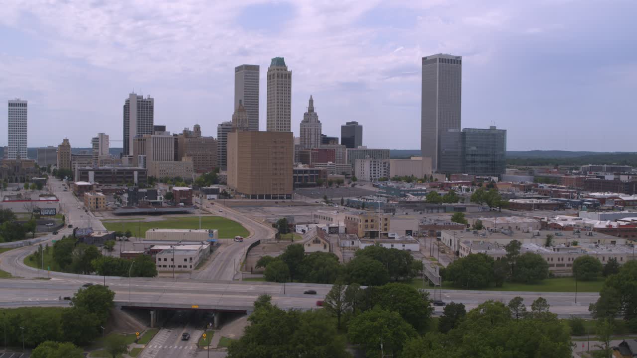 Aerial Drone Shot of Tulsa Skyline