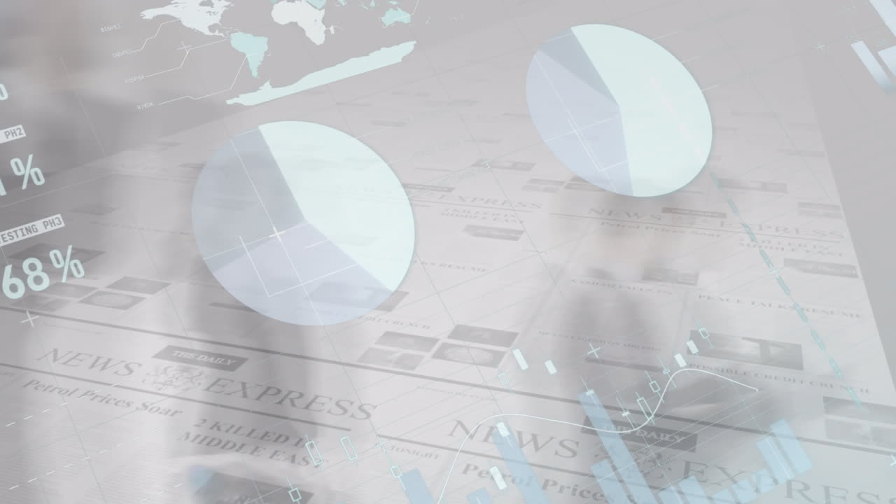 사무실에서 는 사람들의 시간 경과에 대한 통계 데이터 처리의 애니메이션