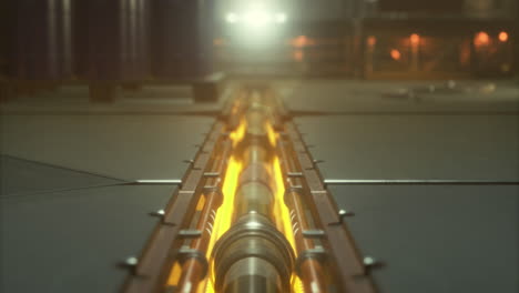 mysterious glowing pipeline illuminates the industrial workshop at night