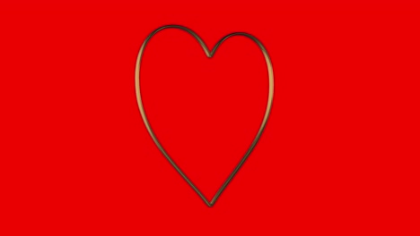el corazón de oro del día de san valentín se está encendiendo en fondo rojo en resolución 4k
