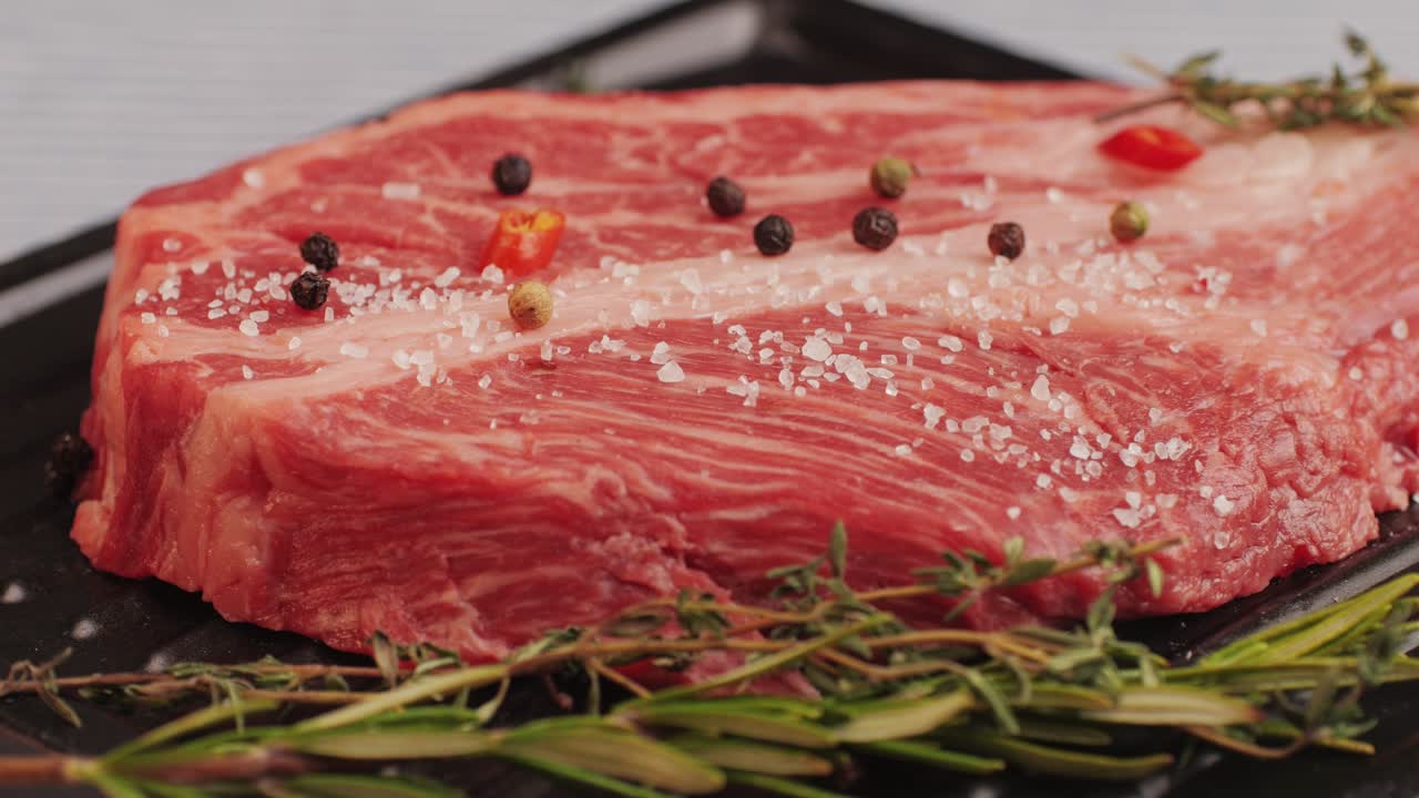 Raw Steak with Herbs and Spices