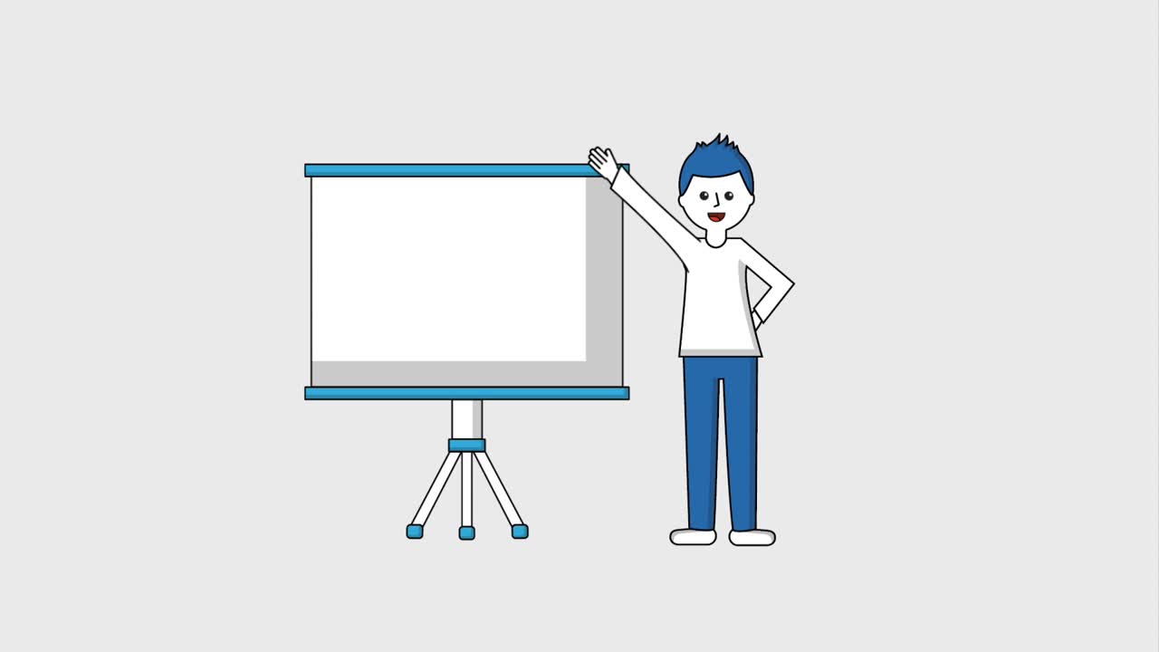 businessman pointing empty presentation board