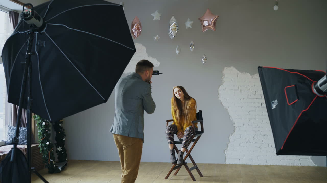 Professional photo shoot in a studio