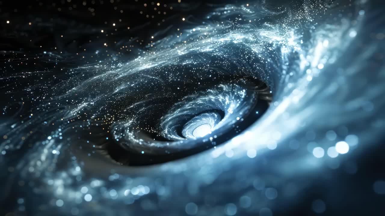 A mesmerizing video of a swirling galaxy from a top-down angle, showcasing a cosmic whirlpool