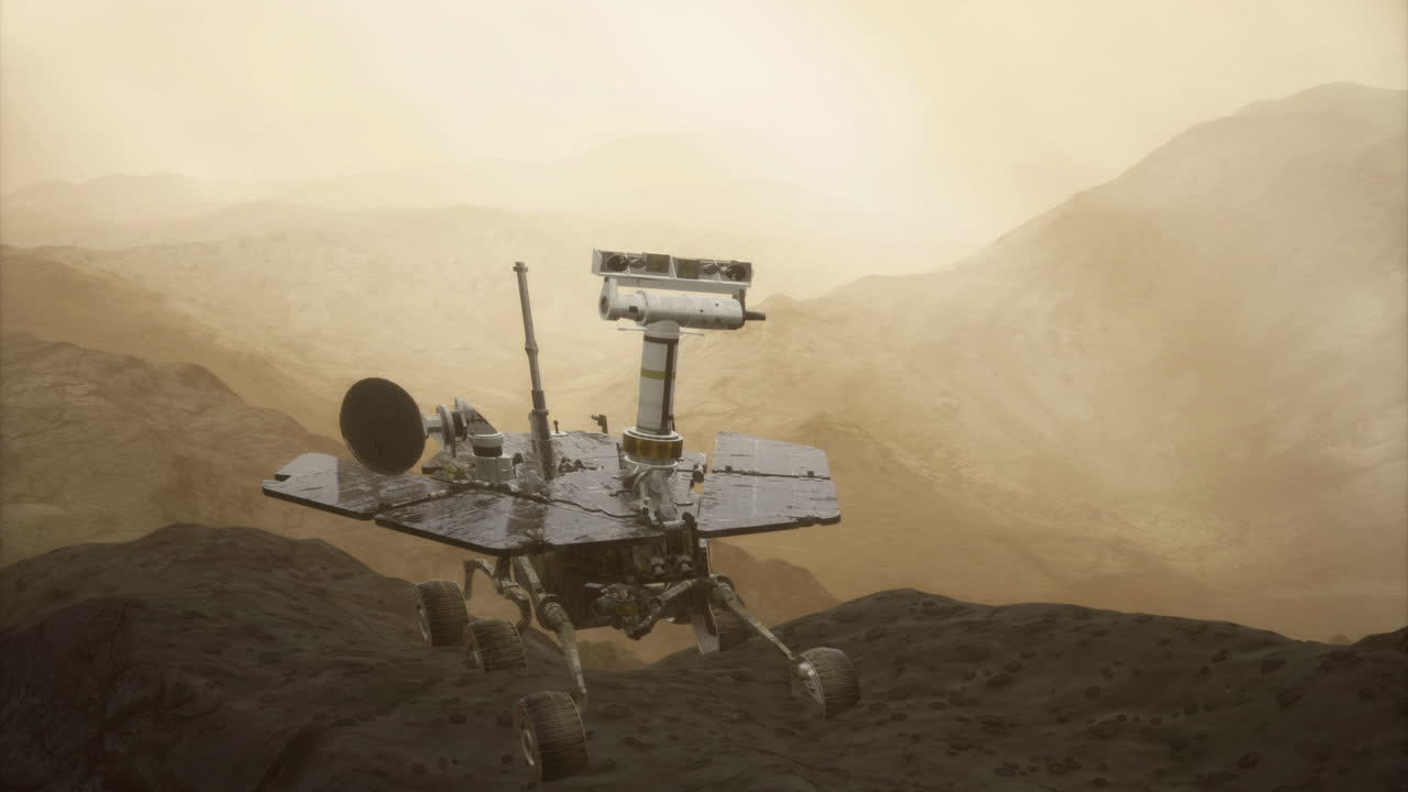 Exploring the martian landscape with the opportunity rover during sunset