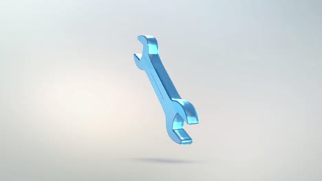 animación del icono de la llave inglesa con canal alfa. llave de herramientas de mano aislada