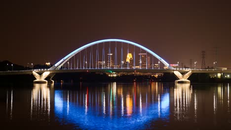 day to night time lapse from an island on the mississippi river of minneapolis.