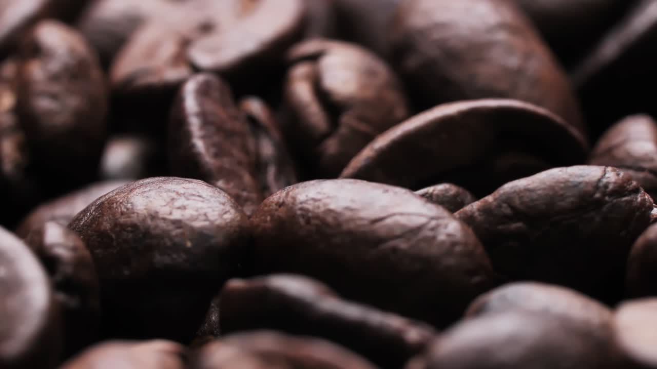 은 커피 콩 배경, 비디오 루프, 클로즈업