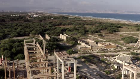 aerial view of an abandoned coastal factory
