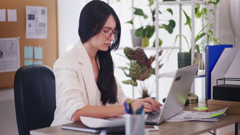 Woman-Works-on-Laptop,-Responds-to-Emails,-and-New-Project