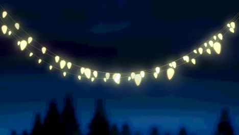 animation of glowing fairy lights over winter landscape