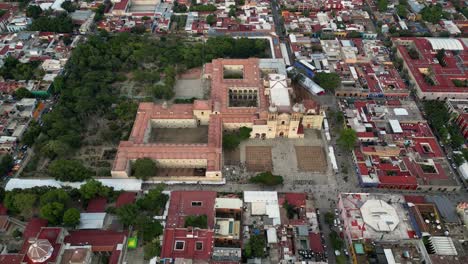 above oaxaca city: front view's santo domingo church and exconvent at oaxaca, mexico