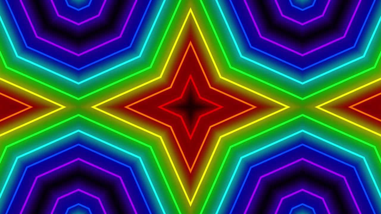 Neon geometric pattern illumination animation motion graphics