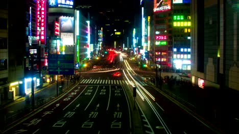 night lapse at shinjuku south side wide shot right panning